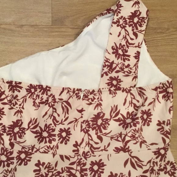 Women's One Shoulder Floral  Print Self-tie Mini Dress - Picture 9 of 9